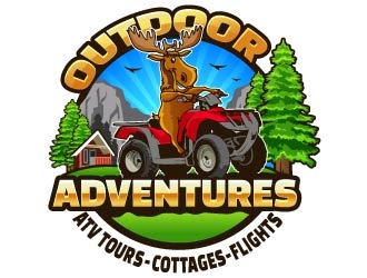 Outdoor Adventures  tagline = ( ATV Tours - Cottages- Flights ) logo design by Aelius