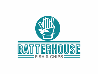 BatterHouse fish & chips logo design by bosbejo