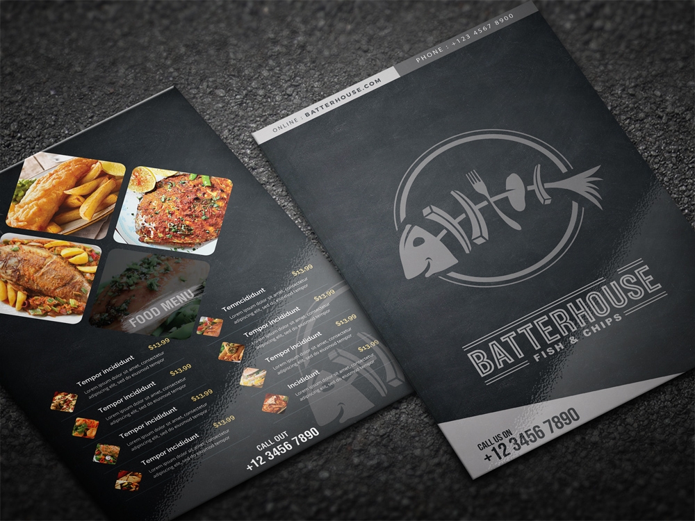 BatterHouse fish & chips logo design by aamir