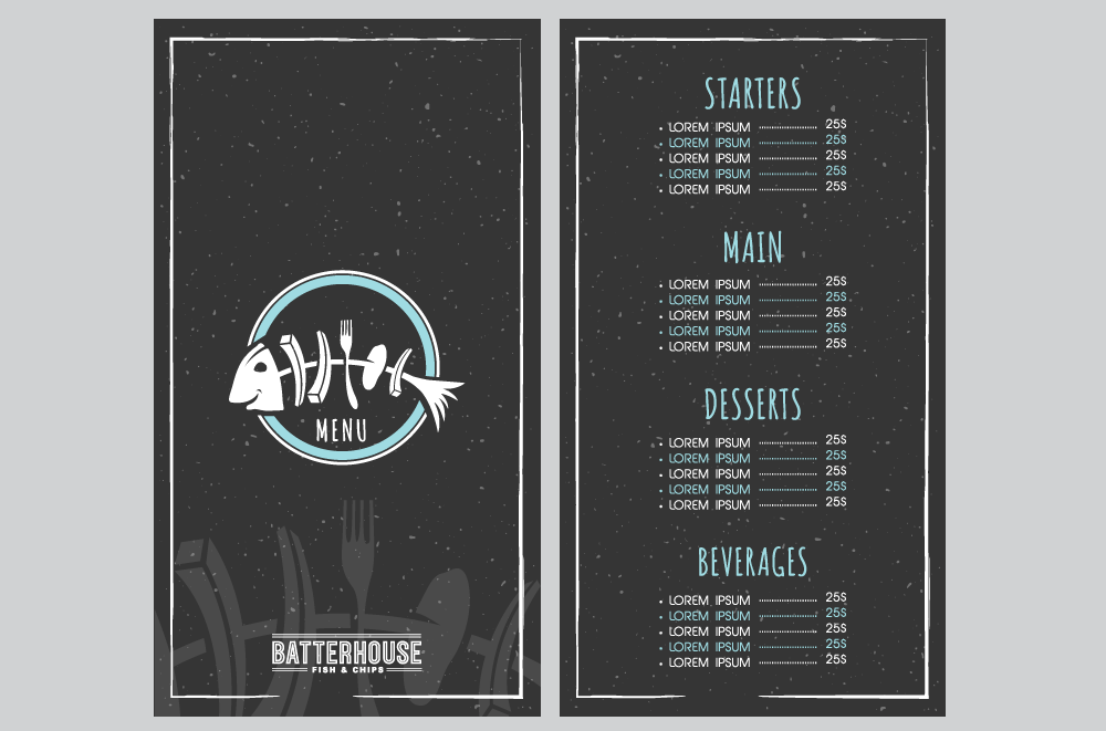 BatterHouse fish & chips logo design by dchris