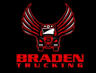 BRADEN TRUCKING  logo design by bezalel