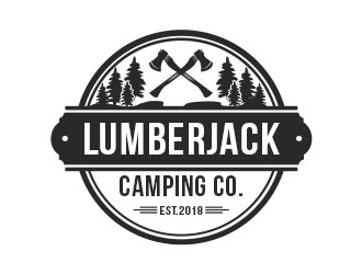 Lumberjack Camping Co. logo design by Benok