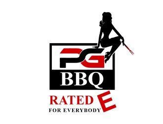 PG BBQ     rated E for everybody  logo design by Roma