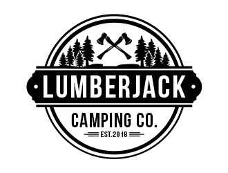 Lumberjack Camping Co. logo design by Benok