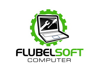 Flubelsoft computer logo design by kunejo