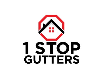 1 Stop Gutters logo design by riezra