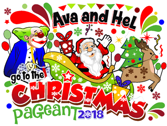 Ava and Hel go to the Christmas Pageant 2018 logo design by coco