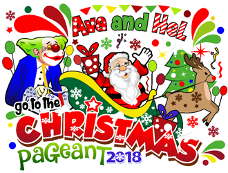Ava and Hel go to the Christmas Pageant 2018 logo design by coco
