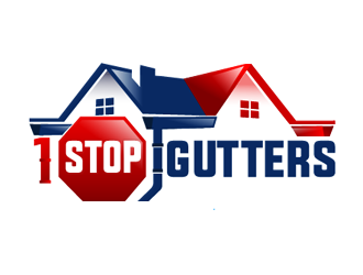 1 Stop Gutters logo design by megalogos