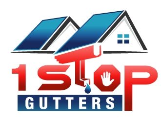 1 Stop Gutters logo design by PMG