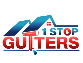 1 Stop Gutters logo design by PMG