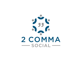 2 Comma Social logo design by bomie