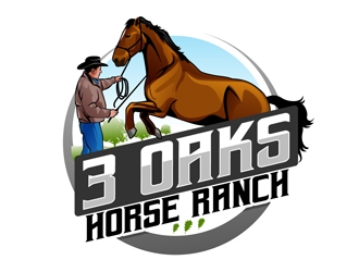 3 Oaks Horse Ranch logo design by DreamLogoDesign