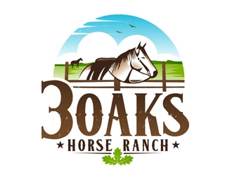 3 Oaks Horse Ranch logo design by DreamLogoDesign