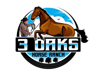 3 Oaks Horse Ranch logo design by DreamLogoDesign