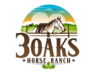 3 Oaks Horse Ranch logo design by DreamLogoDesign