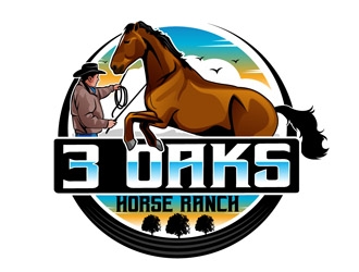 3 Oaks Horse Ranch logo design by DreamLogoDesign