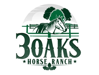 3 Oaks Horse Ranch logo design by DreamLogoDesign