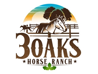 3 Oaks Horse Ranch logo design by DreamLogoDesign