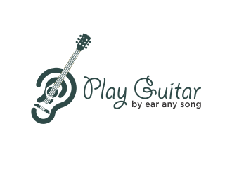 play guitar by ear any song logo design by mletus