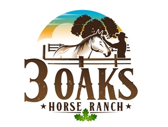 3 Oaks Horse Ranch logo design by DreamLogoDesign