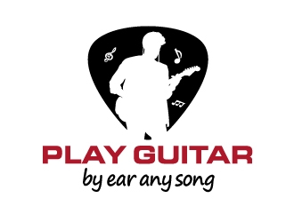 play guitar by ear any song logo design by Suvendu