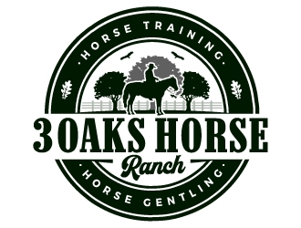 3 Oaks Horse Ranch logo design by ORPiXELSTUDIOS