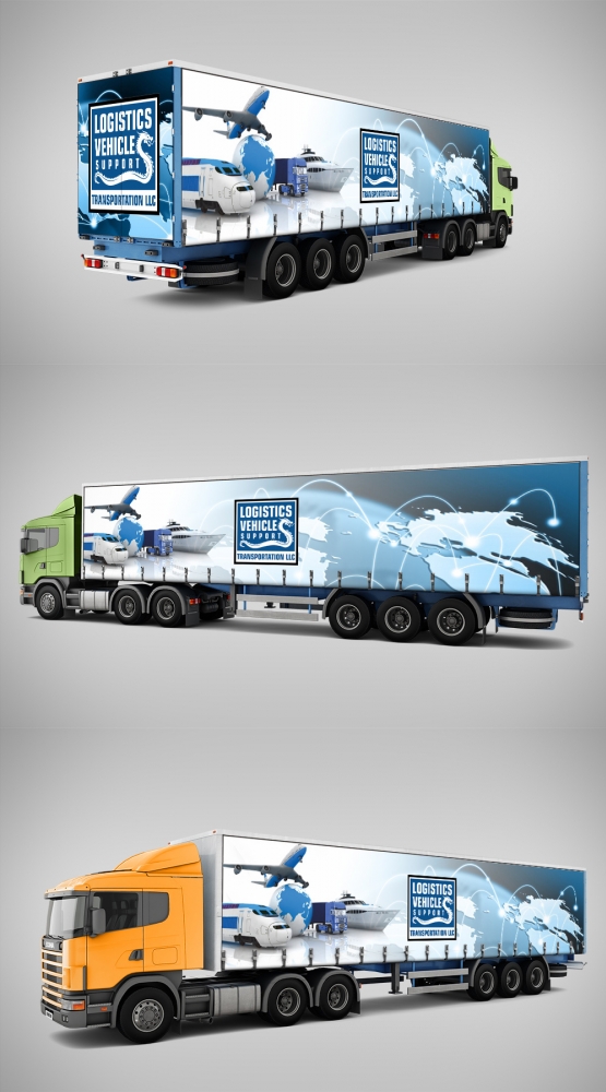 Logistics vehicle support transportation llc  It’s a dragon carrying a trailer on top of a road logo design by Kindo