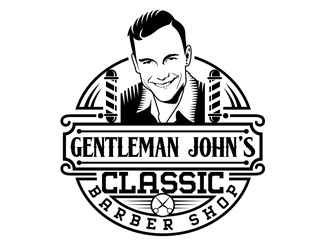 Gentleman John’s Classic Barber Shop logo design by DreamLogoDesign