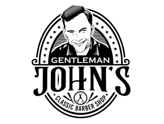 Gentleman John’s Classic Barber Shop logo design by DreamLogoDesign