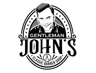 Gentleman John’s Classic Barber Shop logo design by DreamLogoDesign
