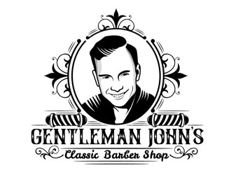 Gentleman John’s Classic Barber Shop logo design by DreamLogoDesign
