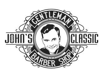 Gentleman John’s Classic Barber Shop logo design by DreamLogoDesign