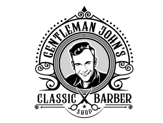 Gentleman John’s Classic Barber Shop logo design by shere