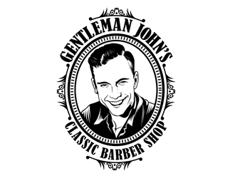 Gentleman John’s Classic Barber Shop logo design by shere
