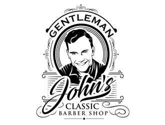 Gentleman John’s Classic Barber Shop logo design by shere