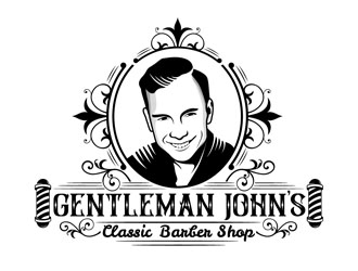 Gentleman John’s Classic Barber Shop logo design by DreamLogoDesign