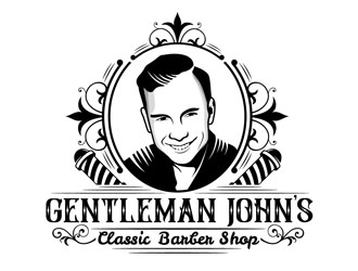 Gentleman John’s Classic Barber Shop logo design by DreamLogoDesign
