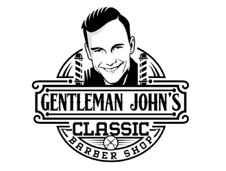 Gentleman John’s Classic Barber Shop logo design by DreamLogoDesign