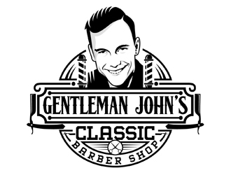 Gentleman John’s Classic Barber Shop logo design by DreamLogoDesign