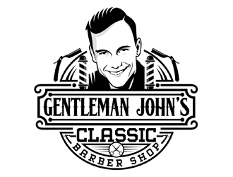 Gentleman John’s Classic Barber Shop logo design by DreamLogoDesign