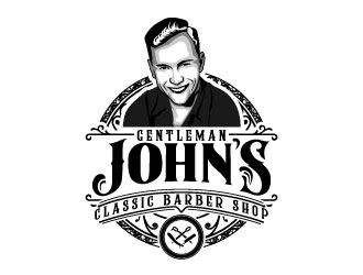 Gentleman John’s Classic Barber Shop logo design by daywalker
