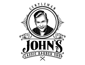 Gentleman John’s Classic Barber Shop logo design by daywalker