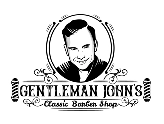Gentleman John’s Classic Barber Shop logo design by DreamLogoDesign