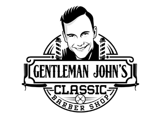Gentleman John’s Classic Barber Shop logo design by DreamLogoDesign