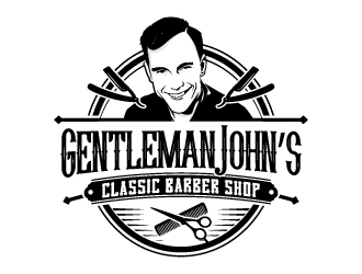 Gentleman John’s Classic Barber Shop logo design by jaize