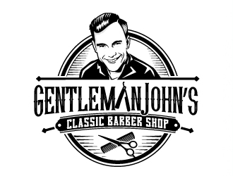 Gentleman John’s Classic Barber Shop logo design by jaize