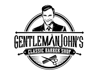 Gentleman John’s Classic Barber Shop logo design by jaize