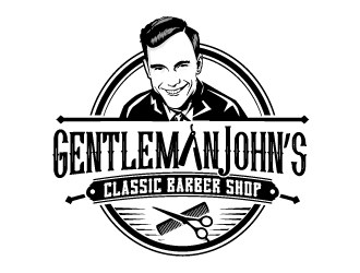Gentleman John’s Classic Barber Shop logo design by jaize