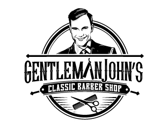 Gentleman John’s Classic Barber Shop logo design by jaize